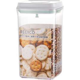 Recyco Canister, Food Storage Container, Plastic Sealing, Pop-up Container, Easy Open and Close with One Hand, Moisture Prevention, Transparent, 7.8 fl oz (2,000 ml) (Side 4.8 x Height 8.5 inches