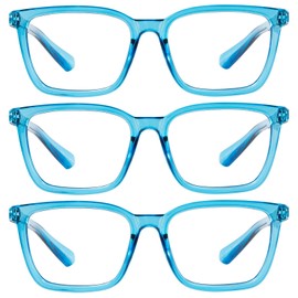 MARE AZZURO 3 Pack Blue Reading Glasses 1.0 For Men Large Head Oversized Readers 1.00 With Spring Hinge