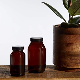 Kuishi Brown Amber Glass Storage Jars [500 ml], Recycled Amber Glass Storage Containers with Plastic Caps, Perfect to Store Grains, Pulses, Dried Good or Decorative Items (BPA-Free)