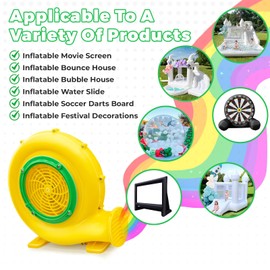 GOFAFALO Bounce House Blower Air Blower for Bounce House Water Slide & Inflatable–IPX4 Waterproof, PP Shell, 110-120V with 4 StakesBullet-750W