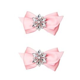 Douqu Rhinestone Crystal Wedding Bridal Shoe Bow Boots Clips detachable shoes buckle Shoe Decoration Charms Pair Jewelry (Pink)