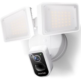 DeerTalk Security Floodlight Camera Outdoor Wired Motion Lights 2-Way Audio