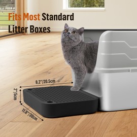 Bartuke Cat Litter Box Ramp Mat with Filter Function, Cat Step Pedal Stool for Self-Cleaning Litter Box, Easy to Clean, Ideal for Kitten & Elderly Cats (Black)