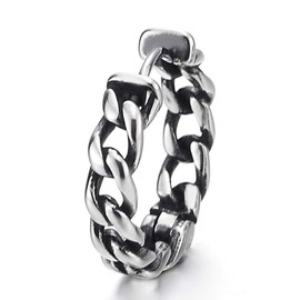 Pair Stainless Steel Vintage Tribal Curb Chain Wreath Huggie Hinged Hoop Earrings Unisex Men Women(CA)