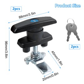 Pack of 2 Cabinet Lock with Keys, Black T-Handle Cabinet Door Lock, Furniture Lock, with 4 Keys, Suitable for Furniture, Motorhome, Safe, Garage Door (Black)