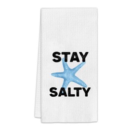 FIicy Nautical Kitchen Towels, Coastal Beach House Gifts Dish Towels, Stay Salty Starfish Decorative Hand Towels for Bathroom Kitchen, Coastal Starfish Beach House Bathroom Kitchen Decor(16x24 Inch)