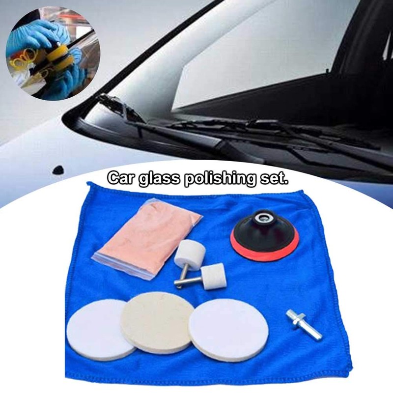 CALIDAKA 9pcs/Set Glass Polishing Kit, Car Windshield Polishing Kit, Scratch