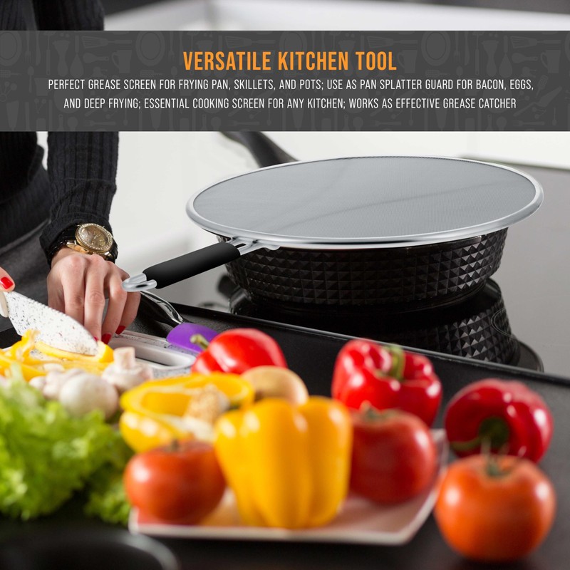 U.S. Kitchen Supply 3-Piece Stainless Steel Splatter Guard Set (13",