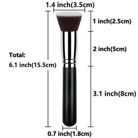 Reazana Makeup Brushes 2pcs Kabuki Brushes Powder Foundation Blush Brush Contour Face Blender Brush Professional Mineral Cosmetics Blending Buffing Brushes Dense Soft Synthetic Fibers Flat Top (Black)
