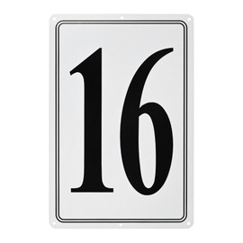 M METERXITY Aluminum Number Sign 16, 11.8 Inch House Numbers and Metal Letters, Parking Spot Letter Signs, Metal Letter Wall Decor for Garden/Door/Mailbox [Black Text On White]
