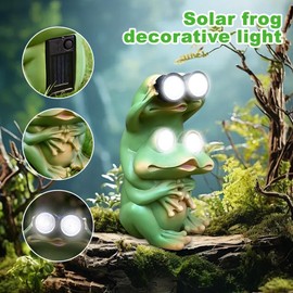 Solar Frog Garden Ornaments Outdoor, Outdoor Solar Garden Decor Statues, Waterproof LED Solar Animal Statue, Fairy Garden Ornament for Patio Yard Balcony Lawn-Unique Housewarming Birthday Gifts