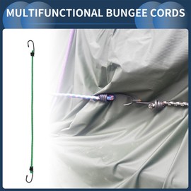 INFINAUTO Luggage Cords with Hooks 80cm Motorcycle Trailer Trucks Cargo Adjustable Bungee Cords with Metal Buckle Green 2pcs