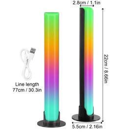 Litinliv Pack of 2 RGB Light Strips, LED Music Rhythm Light USB, 10 Colour Modes and 8 Dynamic Modes, Sync Ambient Light for PC Monitor, Gaming Room, Gaming LED Decorative Lighting, Sound Sensor,