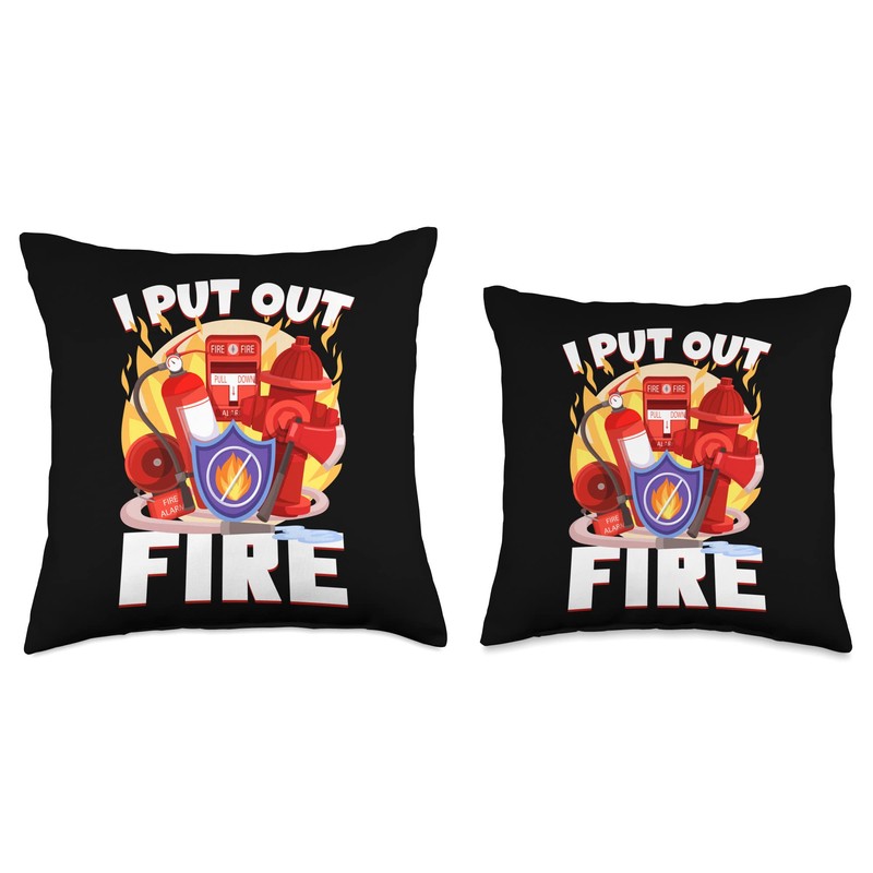 I Put Out Fire Firefighter Fire Extinguisher Throw Pillow