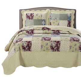 Tania Oversized Coverlet Set, Luxury Printed Design Quilt, Bedspread Set - Filled Quilts - Fits Pillow top Mattresses - 3PC Set - King / California King Size