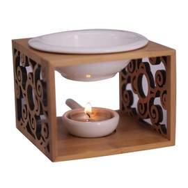 Singeek Ceramic Essential Oil Burner Diffuser,Hollowing Floral Tea Light Holder Aromatherapy Oil Warmer, Holiday Home Decoration Valentine (Auspicious Cloud)