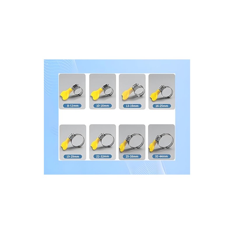 8 Sizes Adjustable Hose Clips Stainless Steel Hose Clamps Clip
