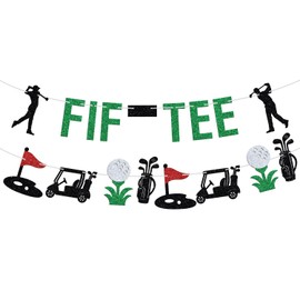 Golf Fif-tee Banner, Golf 50th Birthday Decoration, Funny Golf Theme Fifty Years Sign for Golfer Fans, 50th Birthday Party Decorations Supplies for Men Women