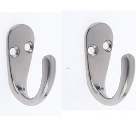 Aretro Single Robe Coat Hooks with Screws, Door & Wall Mountable, Coat, Robe, Clothes Hanger for Bathroom, Bedroom, Living Room, Hallway (1 Pack of 2) (Satin Nickel)