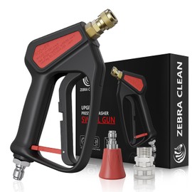 Short Pressure Washer Gun with Swivel - High Pressure Water Handle with 3/8" Male Plug and 1/4” Quick Connector Coupler， Power Washer Gun with Nozzle Guard & M22-14mm Adaptor