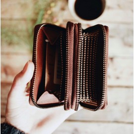 Gusti Dillon Women's Leather Wallet Card Holder Small Brown Leather, hazelnut, Classic