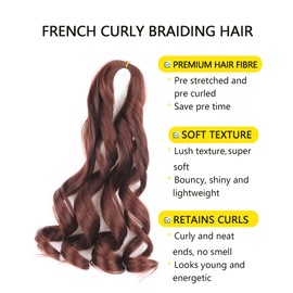 Aeagoo 8 Packs French curl Braiding Hair 10 Inch color 33 French Curly Braiding Hair Wavy Braiding Hair with Curly Ends French Curl Braids Hair Extensions(10 Inch,33)