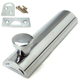 Door Bolts 2.5 Inch/ 63mm Polished Chrome Flat Bolt Surface Door Latches Tower Bolt Sliding Lock Flat Slide Safety Door Barrel Bolt with Screws 1 Pack.