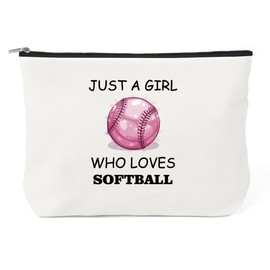 Softball Stuff Softball Gifts for Players Makeup Bag Cosmetic Bag for Women Inspirational Gifts for Women Softballs Gift for Sports Lovers Enthusiasts Friendship Birthday Gift for BFF Besties