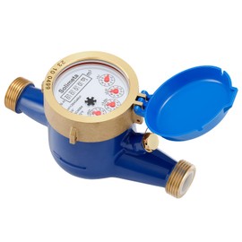 Solimeta Water Meter, Cold Water Meter for Garden and Home, 3/4"NPT Couplings, Measuring in Cubic Meter