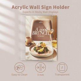 HIIMIEI Acrylic Sign Holder 8.5 x 11 Wall Mounted with Double Sided Tape, 8 1/2 x 11 Clear Plastic Frame for Office, Home, Store, and Restaurant No Drilling (6 Pack)