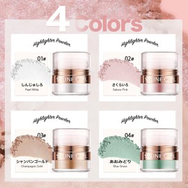 SELINE GIRL Body Highlighter, 4 Colors, Fine Pearl Powder, Water and Sweat Resistant, Multi-use, Sponge Included, For Face and Body, Natural 3D Feel, Pore Concealing, Lightweight Texture, #02 Pink