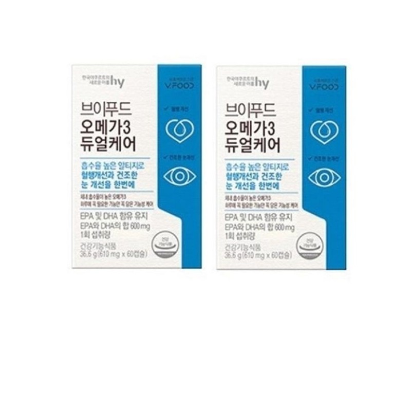 Korea Yakult 한국야쿠르트 브이푸드 오메가3 듀얼케어 610mg x 60캡슐 1+1...