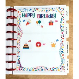 Handmade Happy Birthday Tracker Dashboard Insert 4 use with Classic Happy Planner