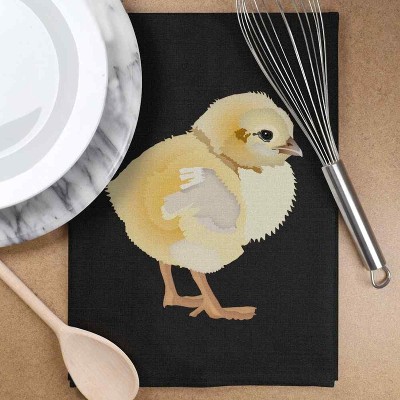 Azeeda 'Easter Chick' Black Cotton Tea Towel/Dish Cloth (TW00046470)