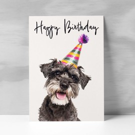 Postcard Prints - Birthday Card For Her Card For Friend Mum or Sister Birthday Card For Him Brother Dad Happy Birthday Card of Schnauzer Dog Fun Birthday Card