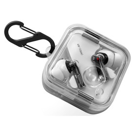 Geiomoo Silicone Case for Nothing Ear, Nothing Ear 2, Protective Cover with Carabiner (Clear)