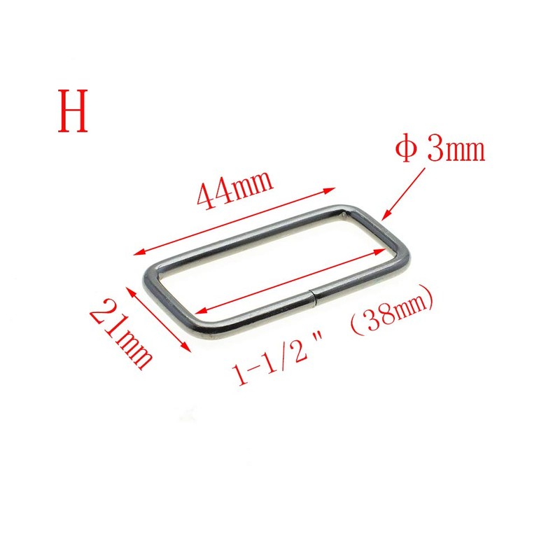 10pcs Metal Wire Formed Rectangle Ring Belt Loop Bra Buckle
