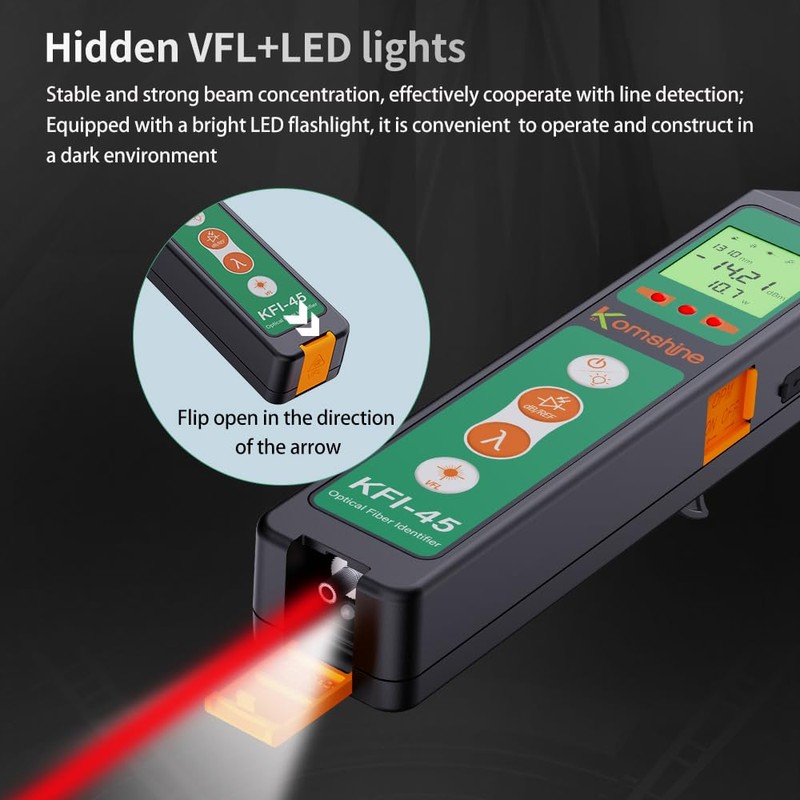 Optical Fiber Identifier Komshine KFI-45 Suit for 0.25/0.9/2.0/3.0mm Fibers, Testing