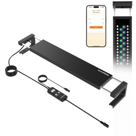 GLOWRIUM Smart Aquarium Light, Bluetooth + WiFi Dual Control Freshwater Fish Tank Light with App, Multi-preset Spectrum, Brightness Adjustable, Anti-Drop, Real Time Water Temperature Sensor (12-17 in)
