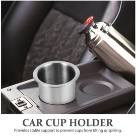 Cabilock 2pcs Cup Holder Insert, Table and Desk Metal Cup Holder, Car Drinks Holders Insert Accessories for Sofa, Couch, Lounger, Recliner, RV, Boat