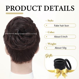 WKCT Messy Bun Hair Pieces for Women, Wavy Claw Clip Hair Bun, Synthetic Fake Hairs Buns Extension, Tousled Updo Messy Buns Hairs Clip for Women Daily Wear (M2/33#-Dark Brown, 1 Count (Pack of 1))