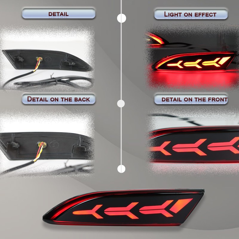 GEEGEETOP Full Lens LED Rear Reflector Bumper Fog Light Assembly
