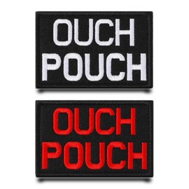 Pack of 2 "Ouch Pouch" Flag Patch Funny Embroidered Badge Patch with Embroidery Tactical Military Patch Applique for Jacket Jeans Backpacks Clothing Bags Vest Dog Harness