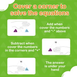 Edulok Addition and Subtraction Flash Cards, Triangle Math Flash Cards Math Games for Kids, Math Manipulatives Kindergarten Learning Activities Preschool Classroom Must Haves Homeschool Supplies