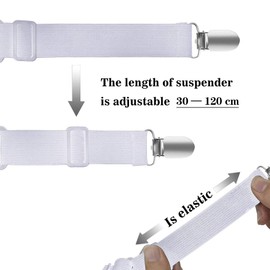 Bedecor Adjustable Bed Sheet Straps - White, Elasticated - for the Corner of a Bed, Mattress or Sofa