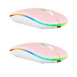 UrbanX Wireless Mouse 2 Pack for Wiko Power U30/Power U20/Power U10/Y62/View5 Plus – Bluetooth 5.2 & 2.4GHz Rechargeable Laptop Mouse with USB Wireless Adapter, Ergonomic Computer Mouse.
