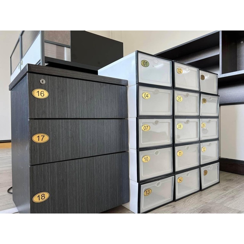 NanTun 100 Sets ABS Engraved Silver Oval Table Numbers Locker