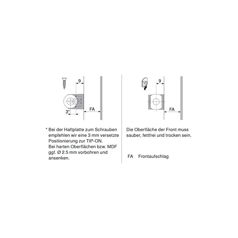 Blum 956A1501GR Blum 956A1501 TIP-ON Wing Adapter Plate for Large