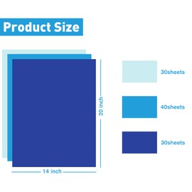 Bobobag 100 Sheets 20"X14" Gift Wrapping Tissue Paper Bulk 3 Colors for Gift Bags,Weddings Birthday Showers Arts Craft Party Favor Decoration (Blue)