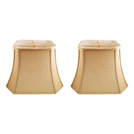 Royal Designs, Inc. Set of 2 Rectangle Cut Lamp Shade, Antique Gold, (6x8) x(9x14) x 10.5 in - 2 Pack